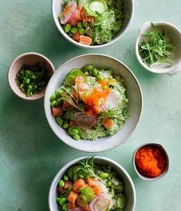 Ocean trout poke on matcha rice