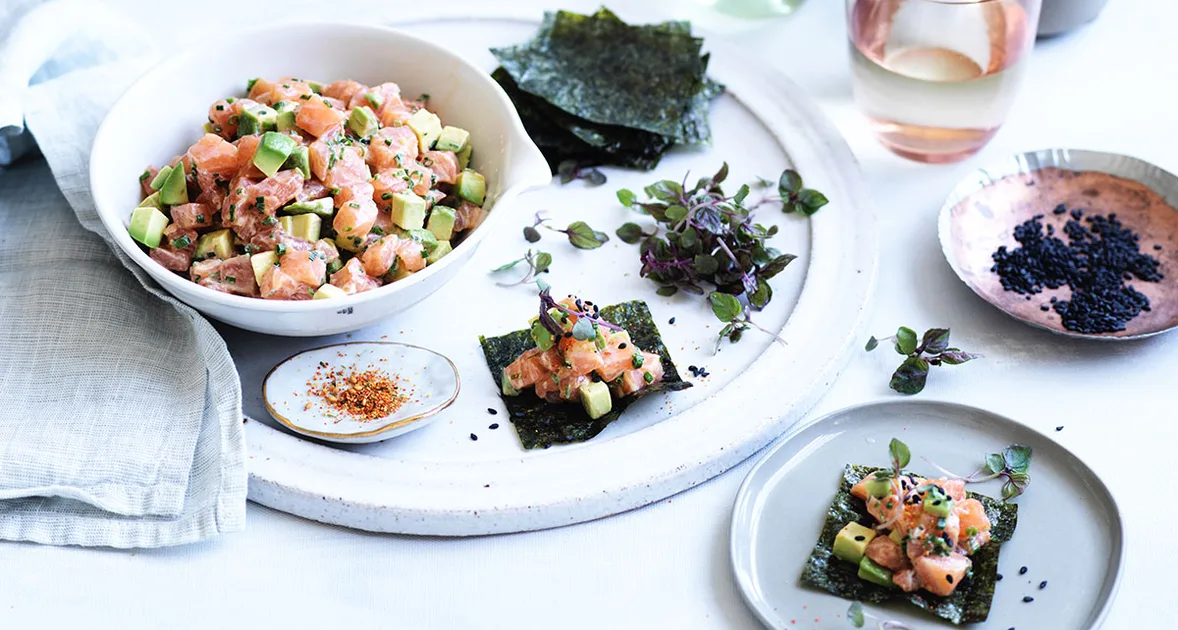Sashimi Tartare with Avocado and Smoky Miso Mayo