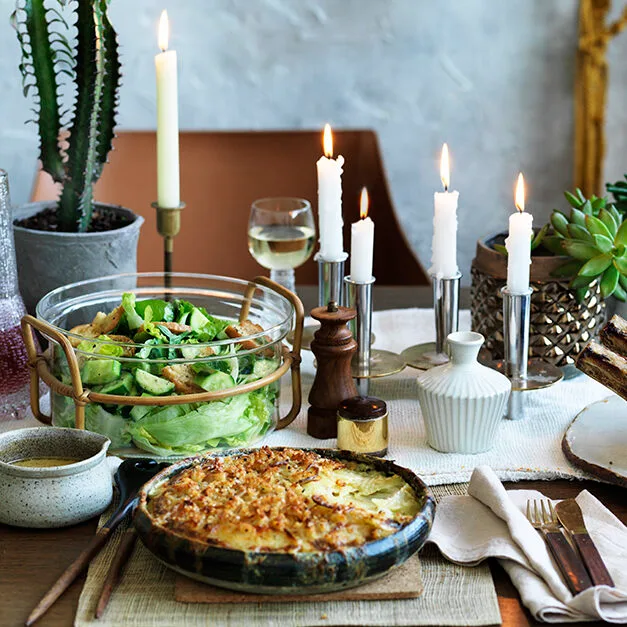 Potato gratin with parmesan crumb