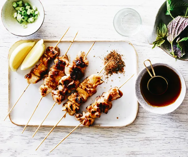 Chicken yakitori with Japanese spices