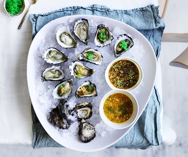 Oysters with two sauces recipe