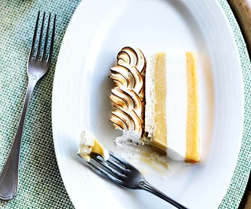 Apricot and peach frozen slice at Bert's Bar & Brasserie in Newport is just one of Gourmet Traveller's favourite dishes this autumn