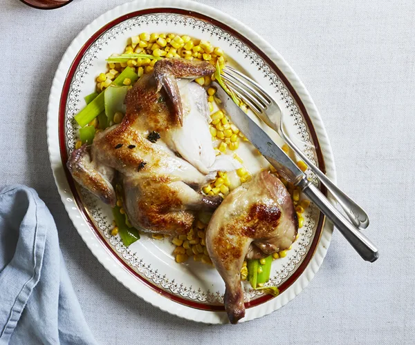 Chicken with leek and corn