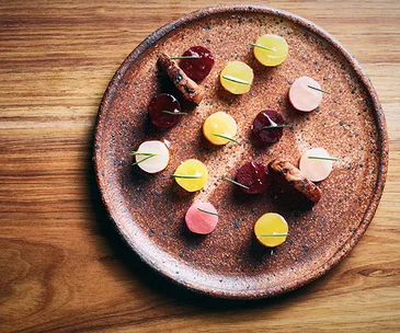 Beetroots with Geraldton wax at Matilda 159 Domain, Scott Pickett's new restaurant in Melbourne.