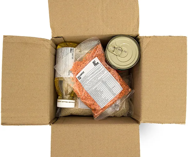 A ration pack distributed to Syrian refugees, the same pack that participants in Act for Peace's Ration Challenge will be expected to survive on for a week.