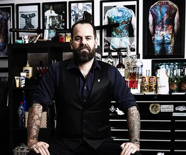 Kian “Horisumi” Forreal, designer of Archie Rose's winter gin labels