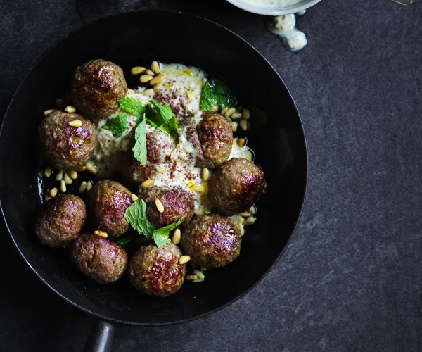 Lamb meatballs with tahini and pine nut sauce