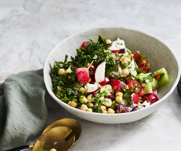 Chickpea salad with tahini dressing