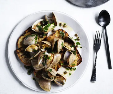 Clams in garlic brown butter