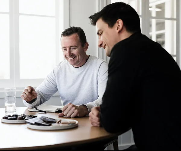 Dan Hunter with Koko Black's head chocolatier Remco Brigou