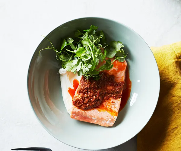 Ocean trout with harissa and yoghurt