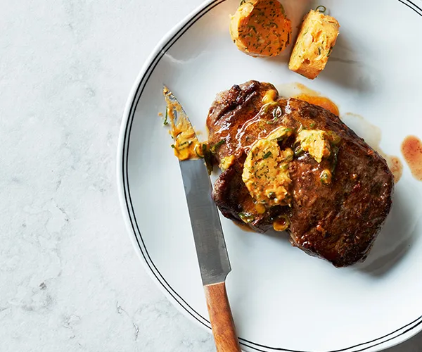 Quick steak recipe of Grilled steak with gochujang butter