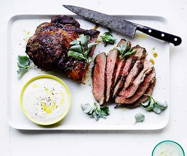 Barbecued butterflied lamb leg with saltbush rub