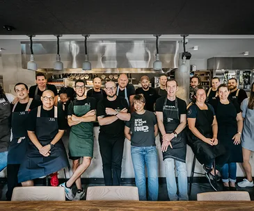 Clayton Wells and chef friends at One Plate for Two Good 2018