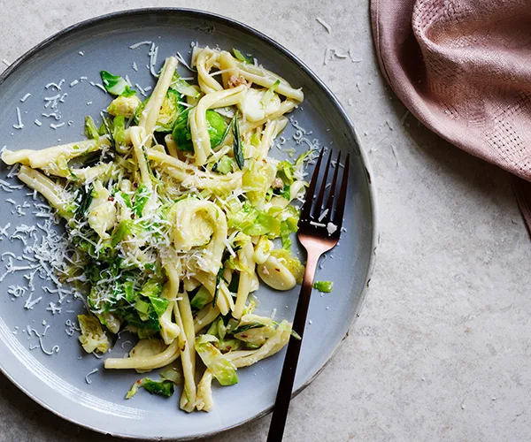 Casarecce with pancetta and Brussels sprouts