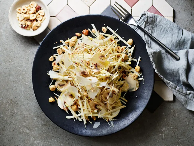 Celeriac and mushroom salad with parmesan