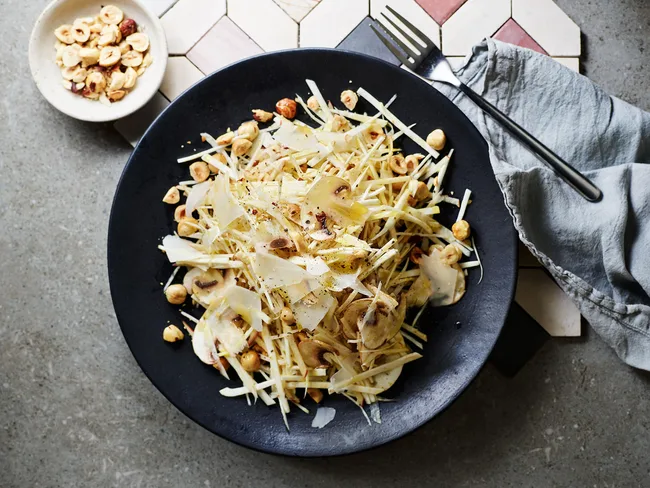 Celeriac and mushroom salad with parmesan