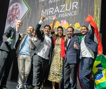 Mauro Colagreco and the Mirazur team at The World's Best 50 Restaurants awards ceremony. 
