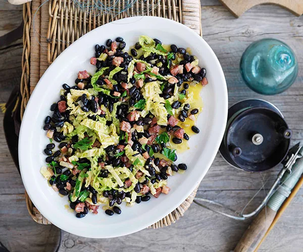 Basque-style black beans and cabbage-image
