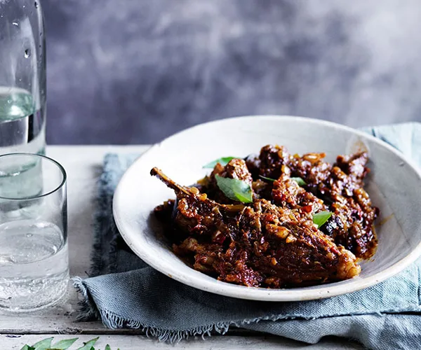 Dry curry of lamb and eggplant