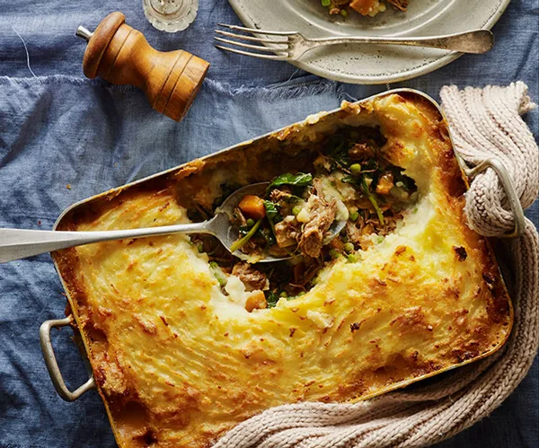 Shepherd’s pie showing lamb mince filling