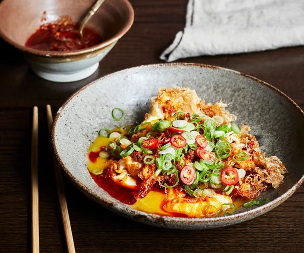 Fried eggs in XO sauce recipe by Kylie Kwong | Gourmet Traveller