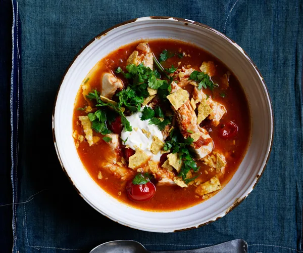 Spicy chicken and tortilla soup