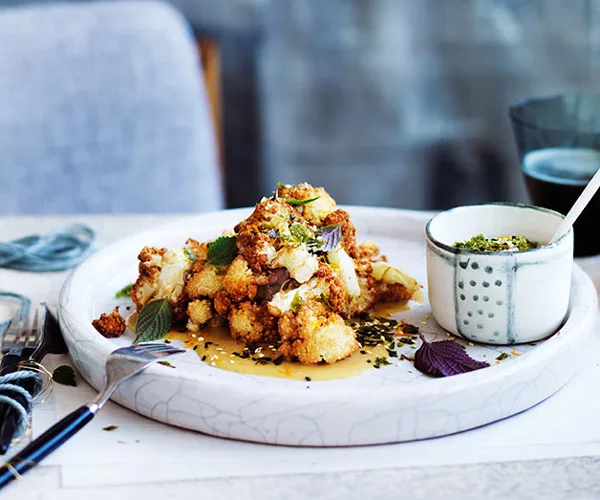 Fuyu's Fried cauliflower with white miso, sesame and furikake