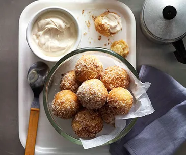 Espresso zeppole with Marsala mascarpone