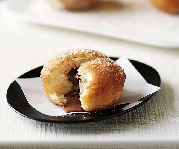 Milk chocolate-filled cinnamon doughnuts