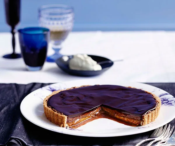 Chocolate and caramel tart