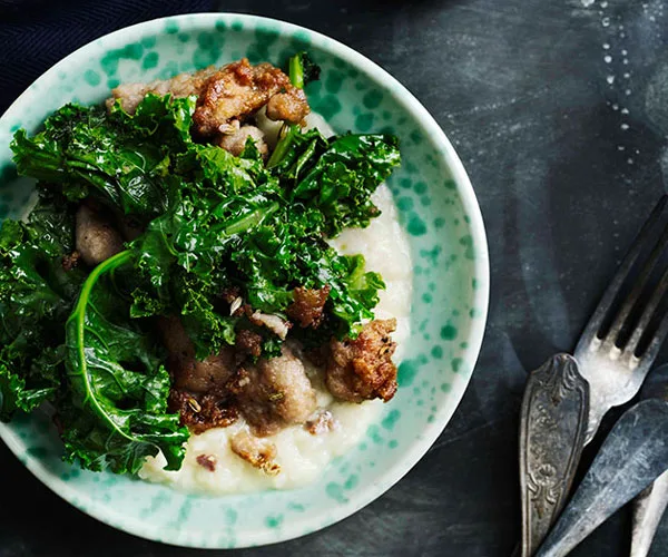 Kale and sausage risotto