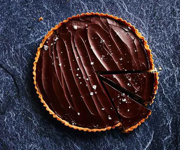 Salted caramel and chocolate ganache tart