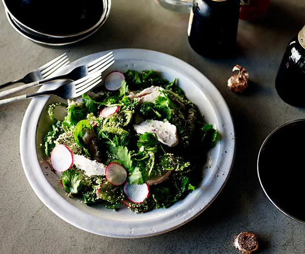 Chicken quinoa salad with recado verde recipe | Mexican recipe | Gourmet Traveller recipe
