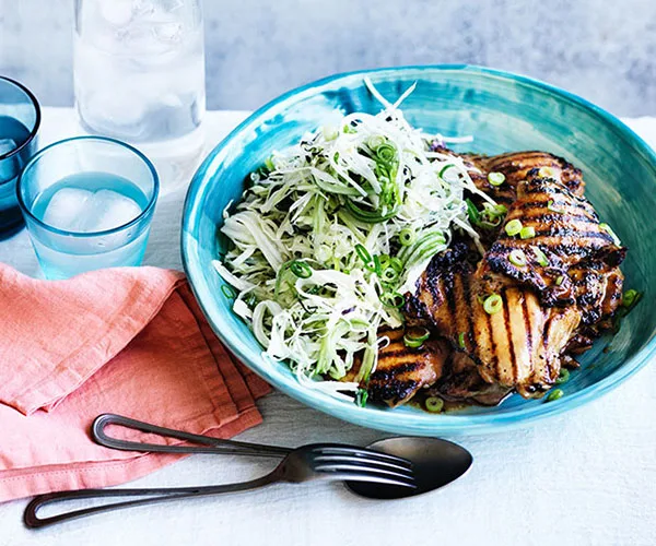 Chicken teriyaki with wasabi slaw