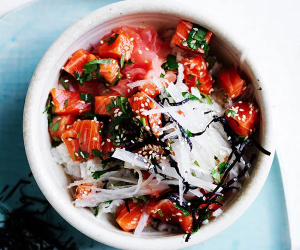 Trout and daikon rice bowl