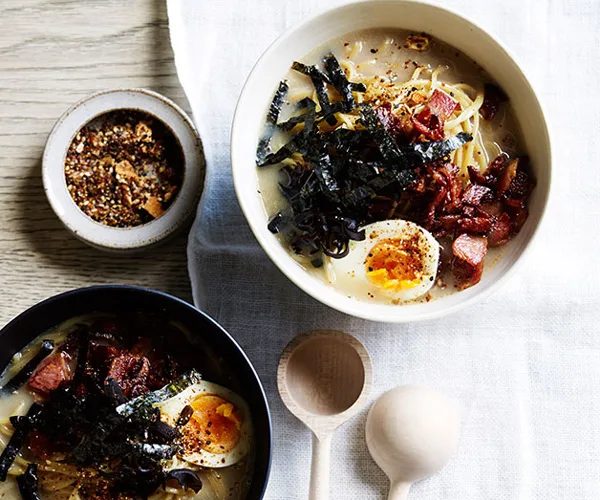 Bacon and egg tonkotsu ramen