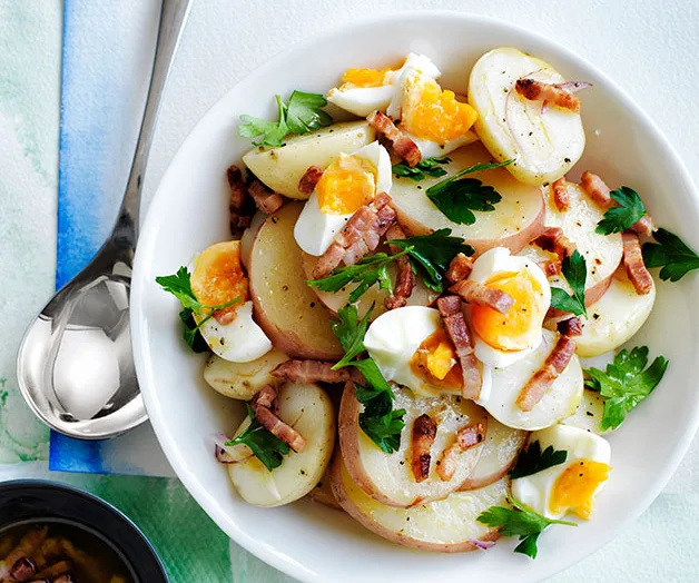 Potato salad with bacon and egg vinaigrette