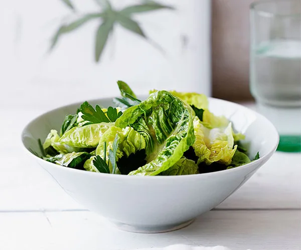 Baby cos and herb salad with garlic vinaigrette