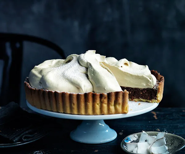 Chocolate coconut meringue pie