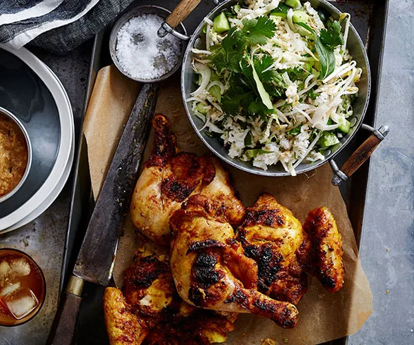 Malaysian barbecued chicken with kerabu rice salad