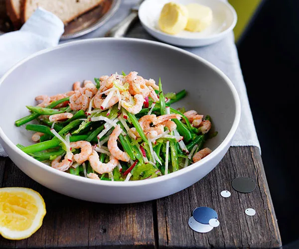 Hawkesbury River school prawn and green bean salad