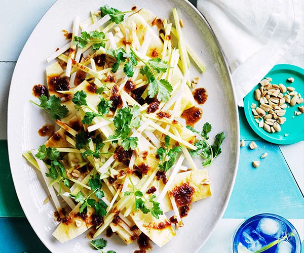 Pineapple, green mango and peanut salad