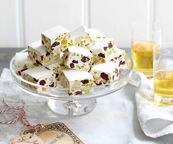 Cranberry, pistachio and almond nougat