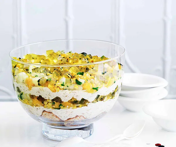 Adriano Zumbo: Rice pudding trifle with saffron jelly and mango and mint salsa