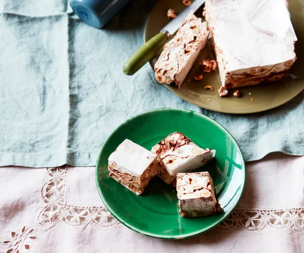 Hazelnut and chocolate swirl nougat