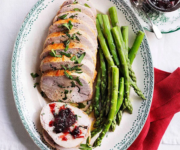 Turkey roll with sour cherry relish