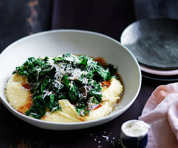 Braised kale with mascarpone polenta