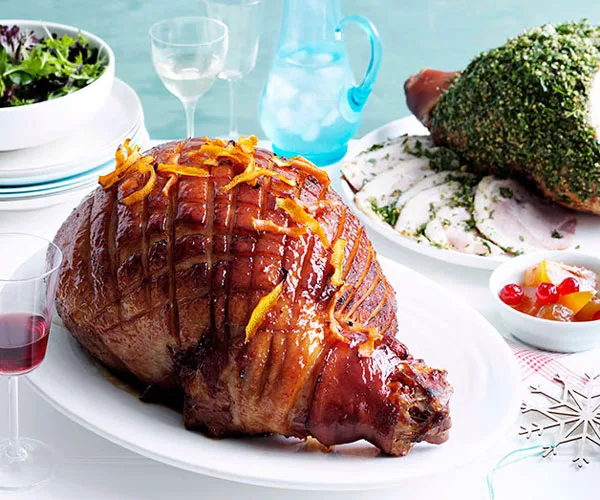 Golden ale and honey-glazed easy-carve ham