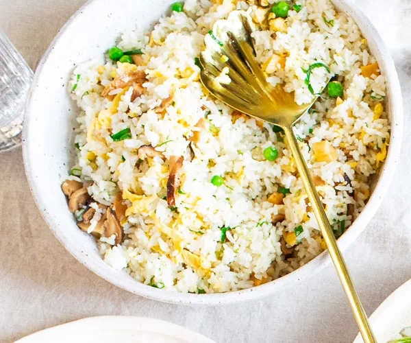 Louis Tikaram&rsquo;s fried rice of shiitake, salted radish and peas